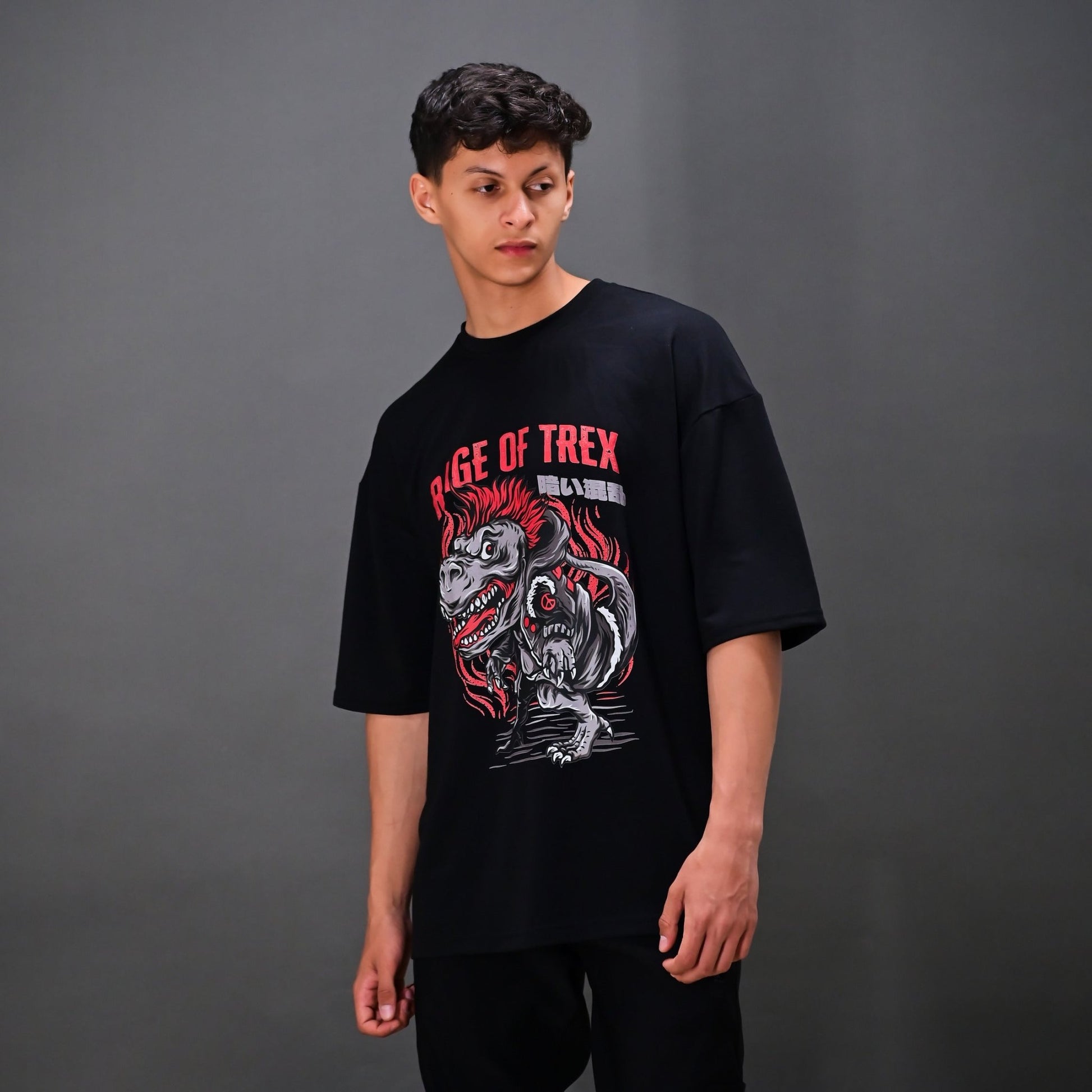 Tniin_Unisex Black Oversized T - Shirt - Nivur.com