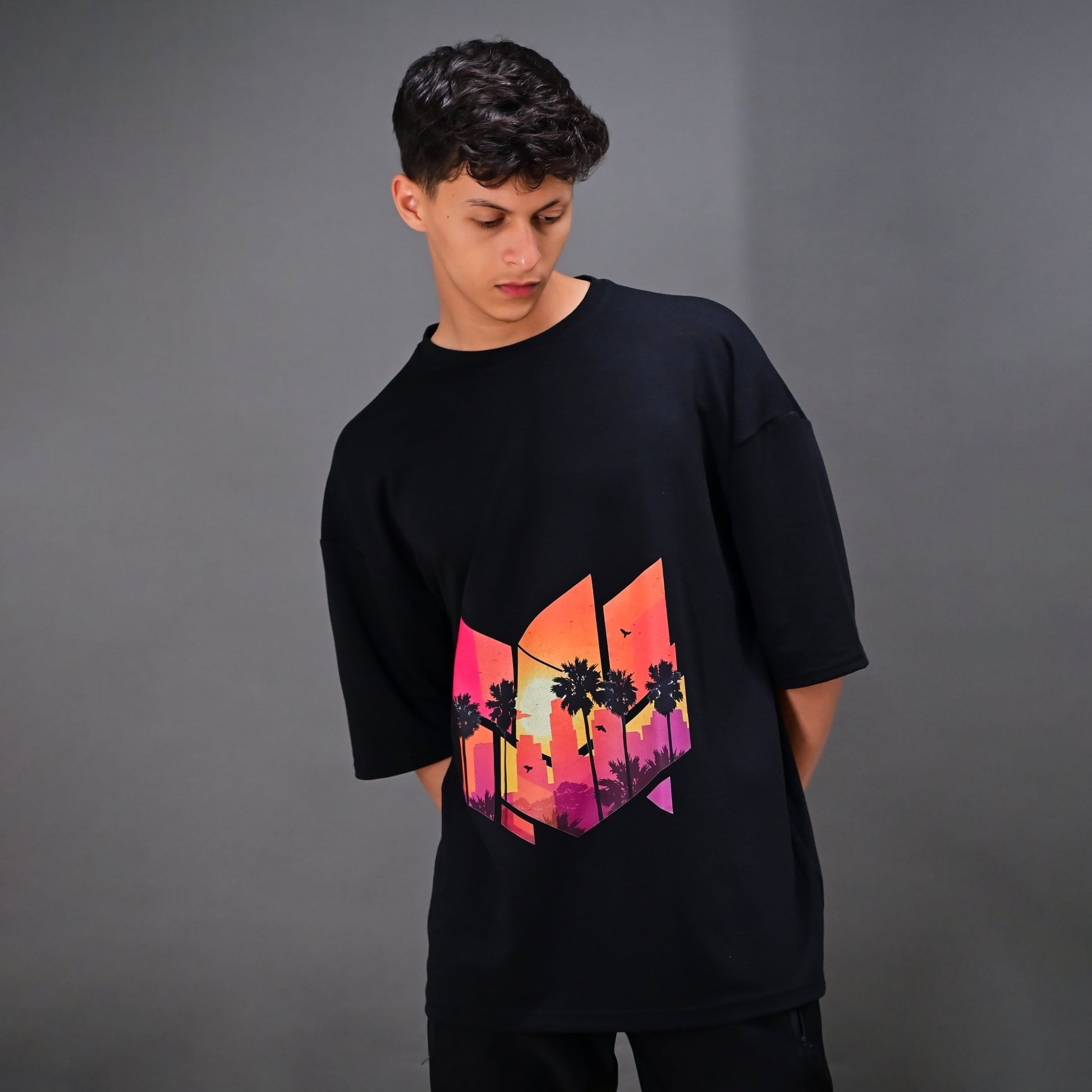 Tree_Unisex Black Oversized T - Shirt - Nivur.com