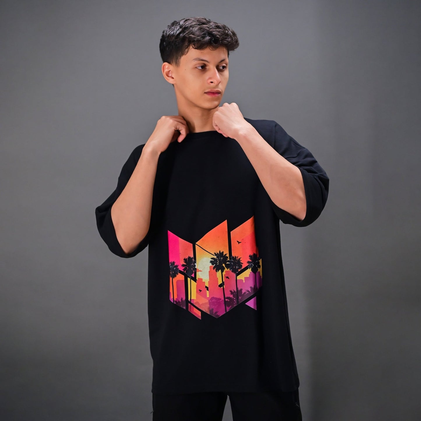 Tree_Unisex Black Oversized T - Shirt - Nivur.com